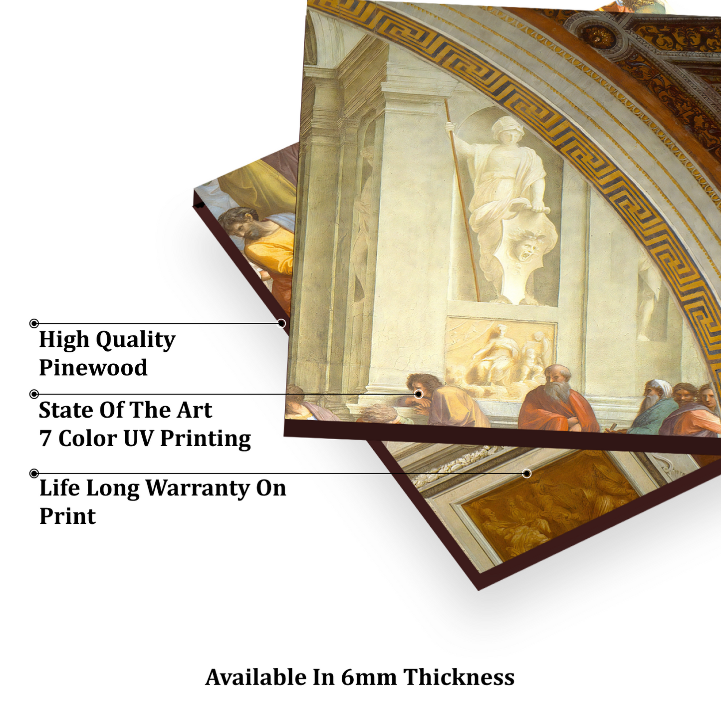 The School of Athens Wood Print Luxury Wall Tiles Set