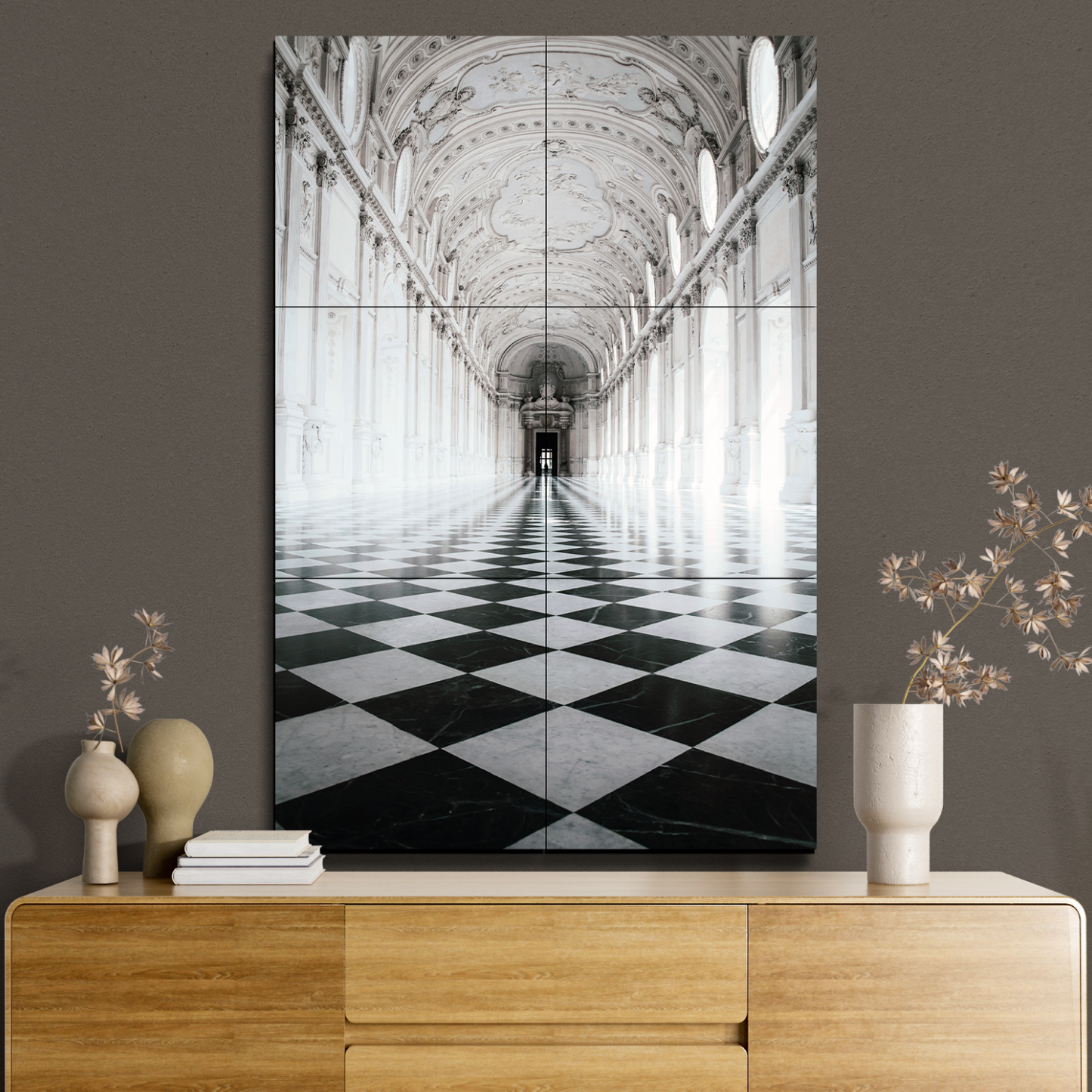 Architecture Hallway Wood Print Luxury Wall Tiles Set