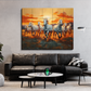 7 Horses Painting With Sunrise Wood Print Wooden Wall Tiles Set-Luxury Wall Art