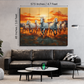 7 Horses Painting With Sunrise Wood Print Wooden Wall Tiles Set-Luxury Wall Art