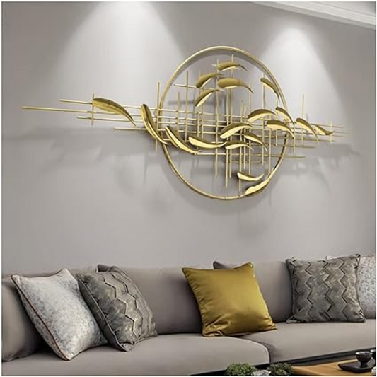 Modern Golden Fishes Metal Wall Art Sculpture