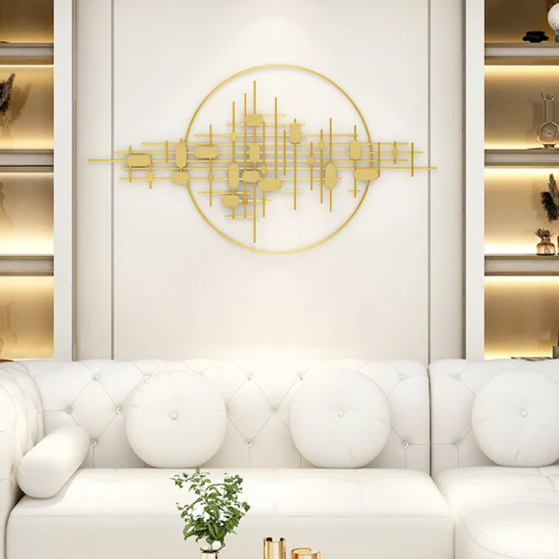Golden Ring and Oval Assorted 3D Metal Wall Art