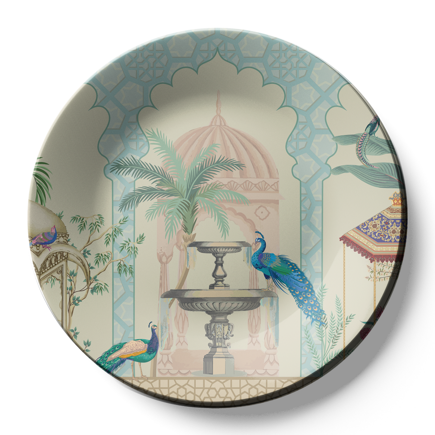 Peacock Couple Ceramic Wall Plate Home Décor