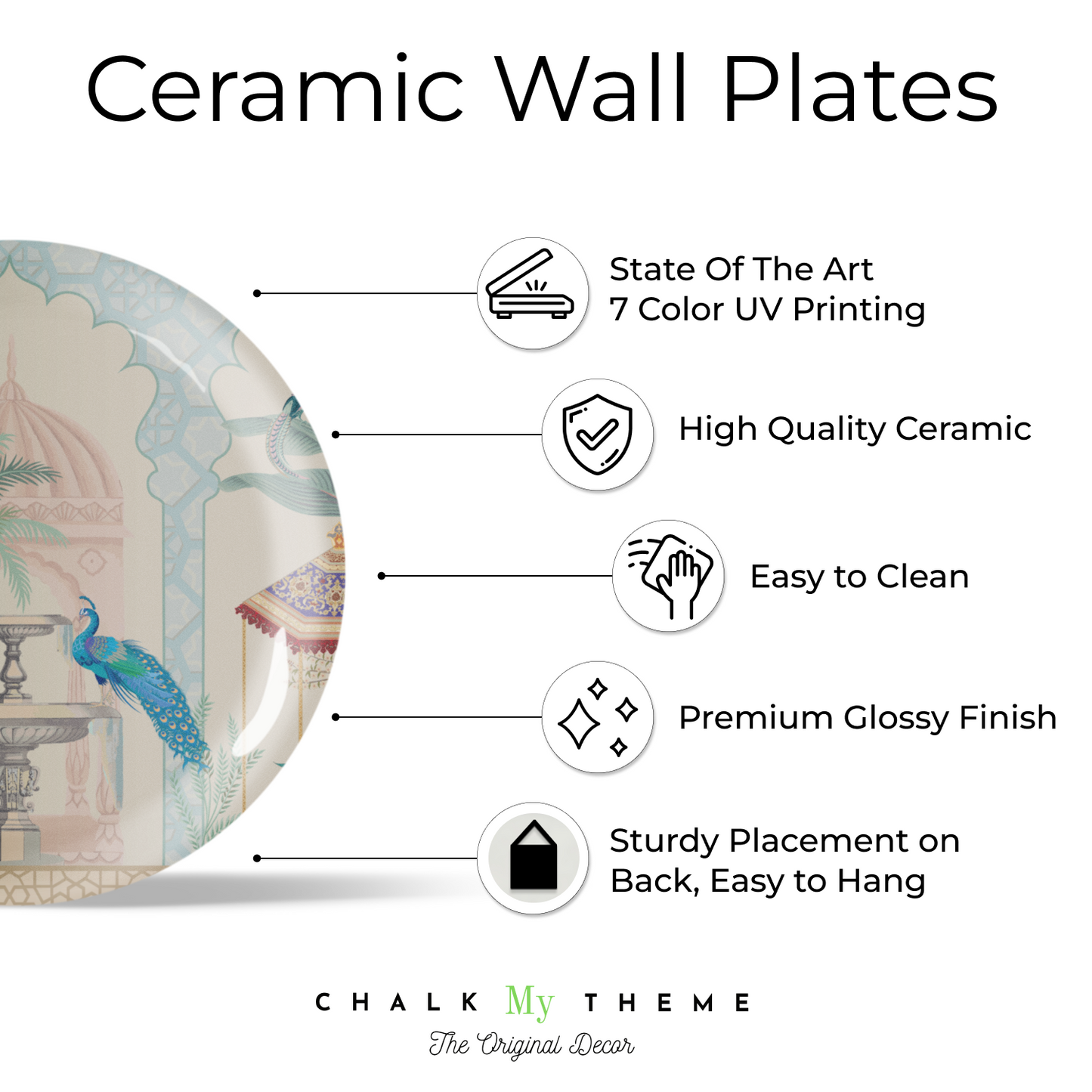 Peacock Couple Ceramic Wall Plate Home Décor