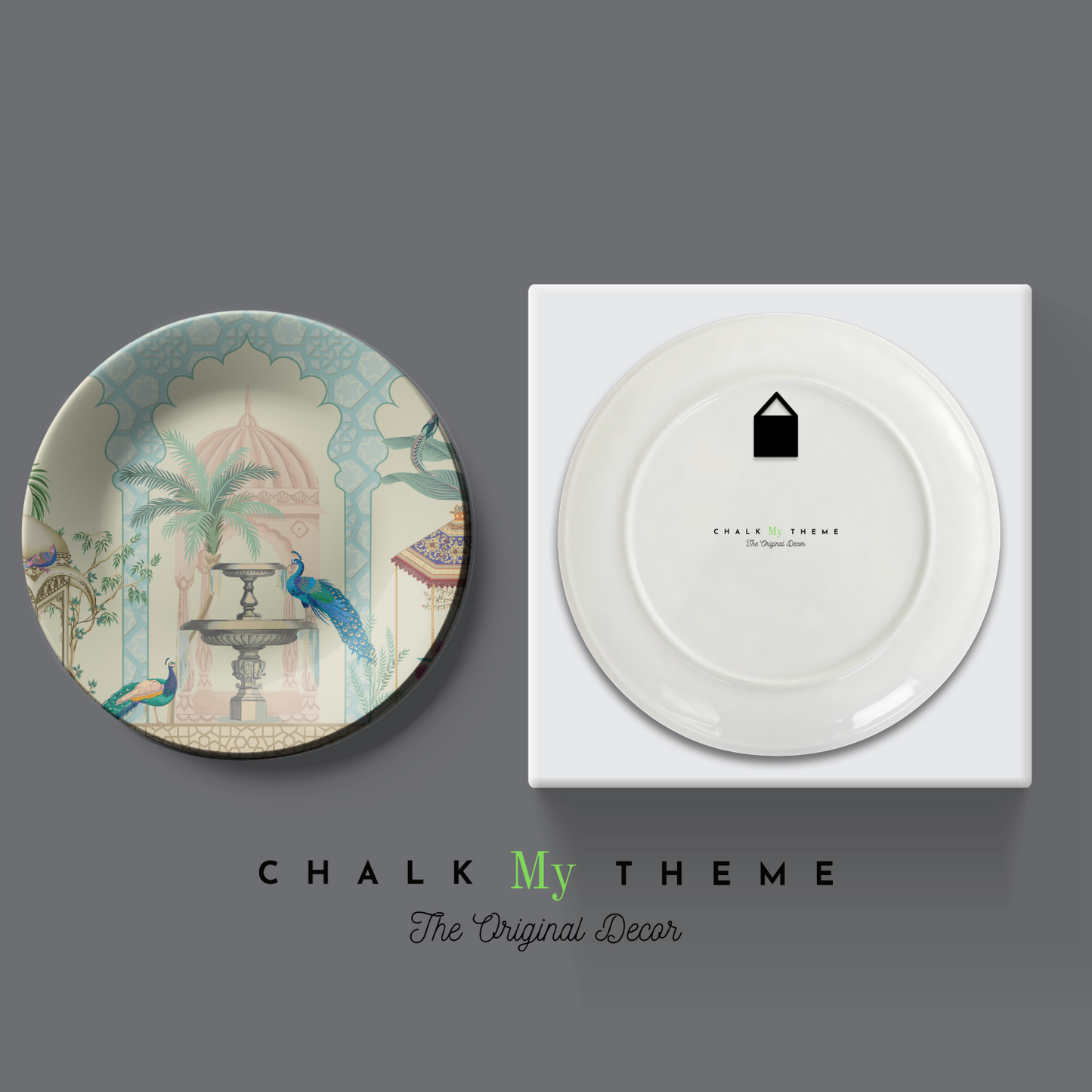 Peacock Couple Ceramic Wall Plate Home Décor