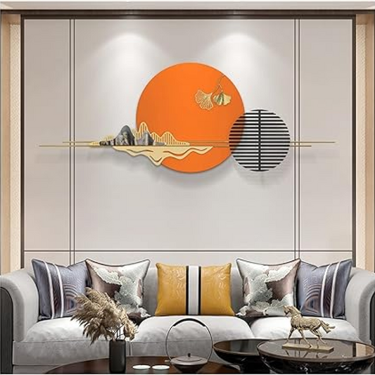 Orange 3D Luxury Interior Metal Wall Art