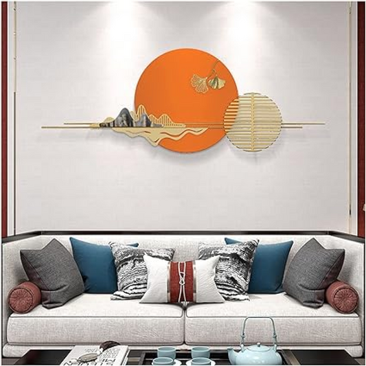 Orange 3D Luxury Interior Metal Wall Art