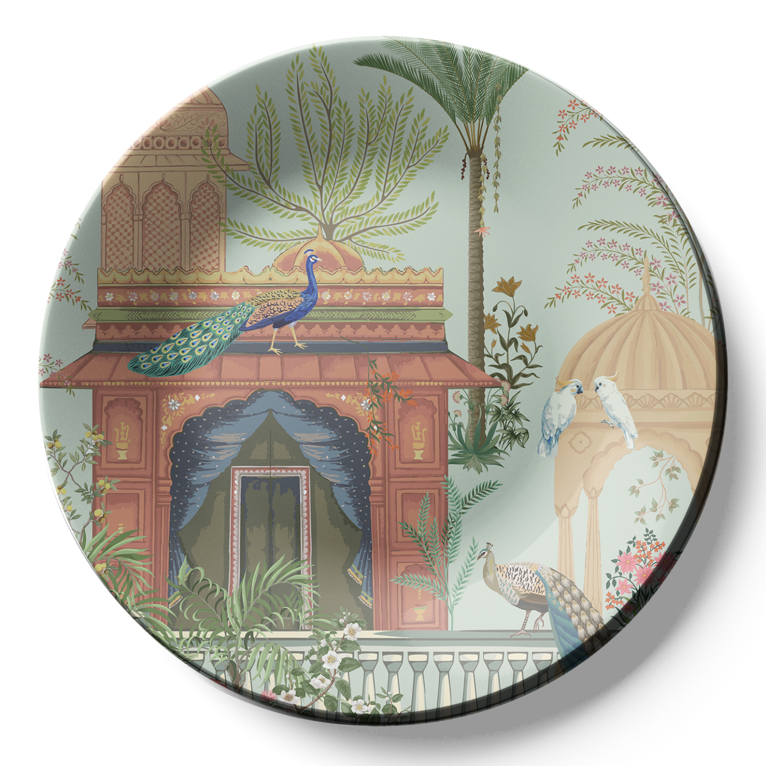 antique wall plates Peacock in Royal Garden  for home decoration