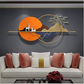 Deer Mountain and Tree 3D Luxurious Metal Wall Art
