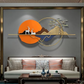 Deer Mountain and Tree 3D Luxurious Metal Wall Art