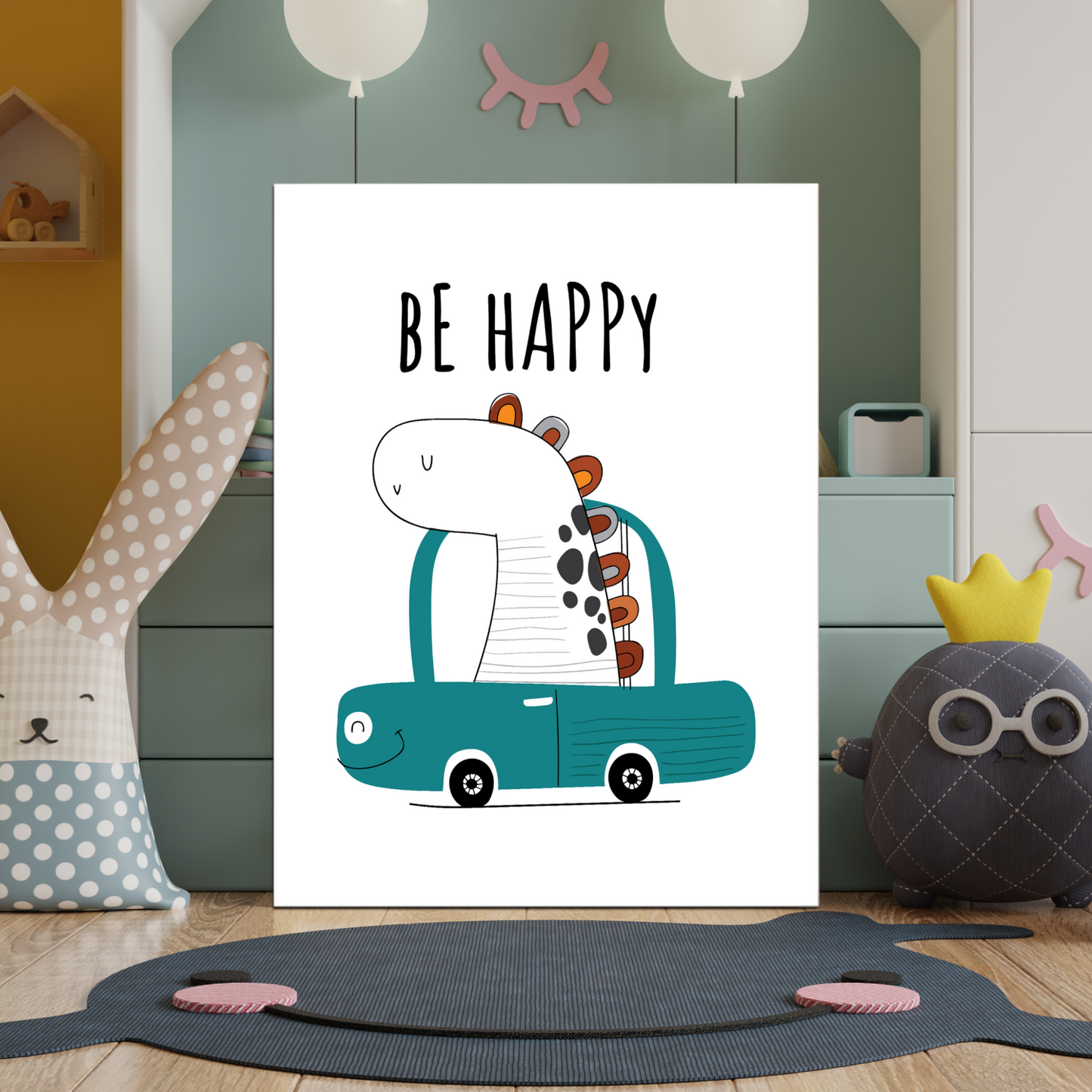 Be Happy Wood Print Wall Art