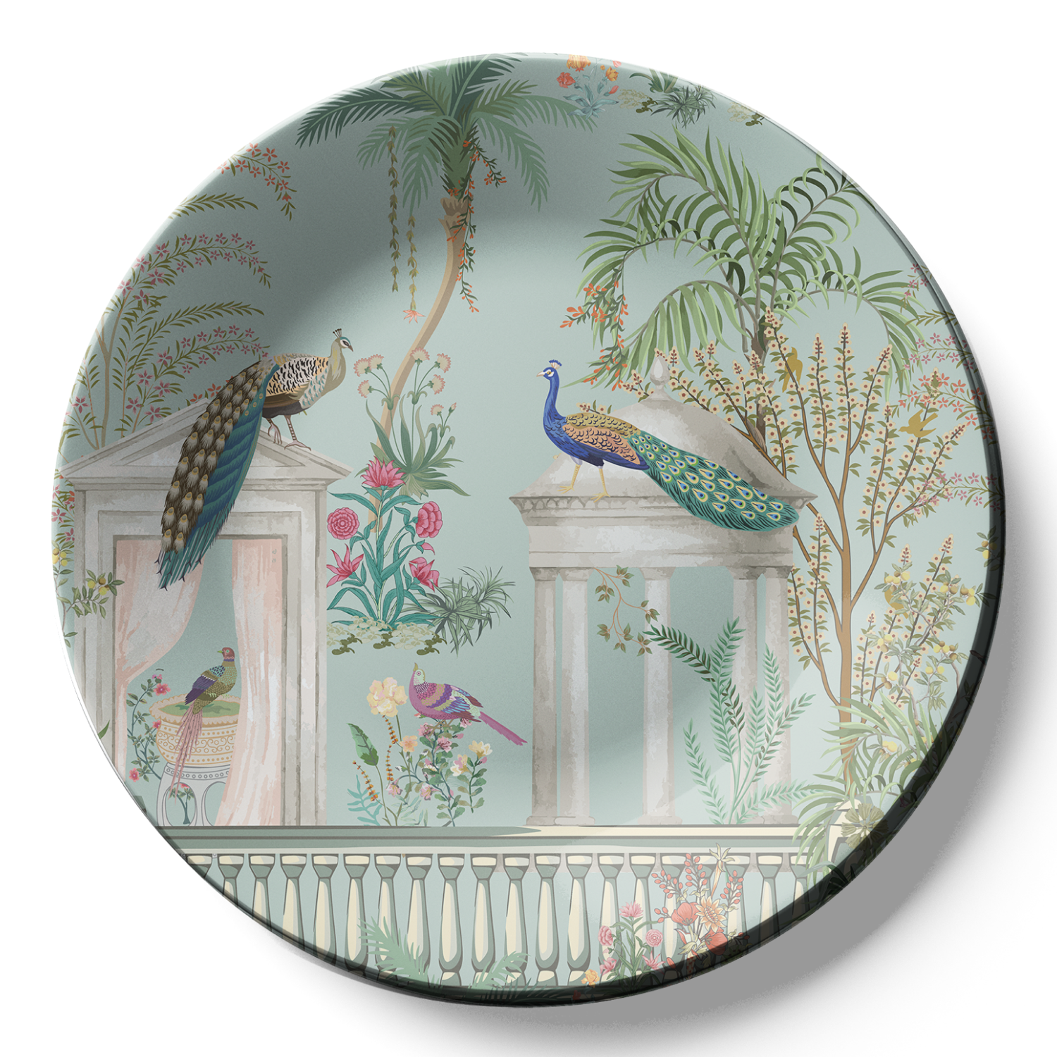 nature inspired Peacock Couple Sitting on Top Ceramic Wall Plate for business