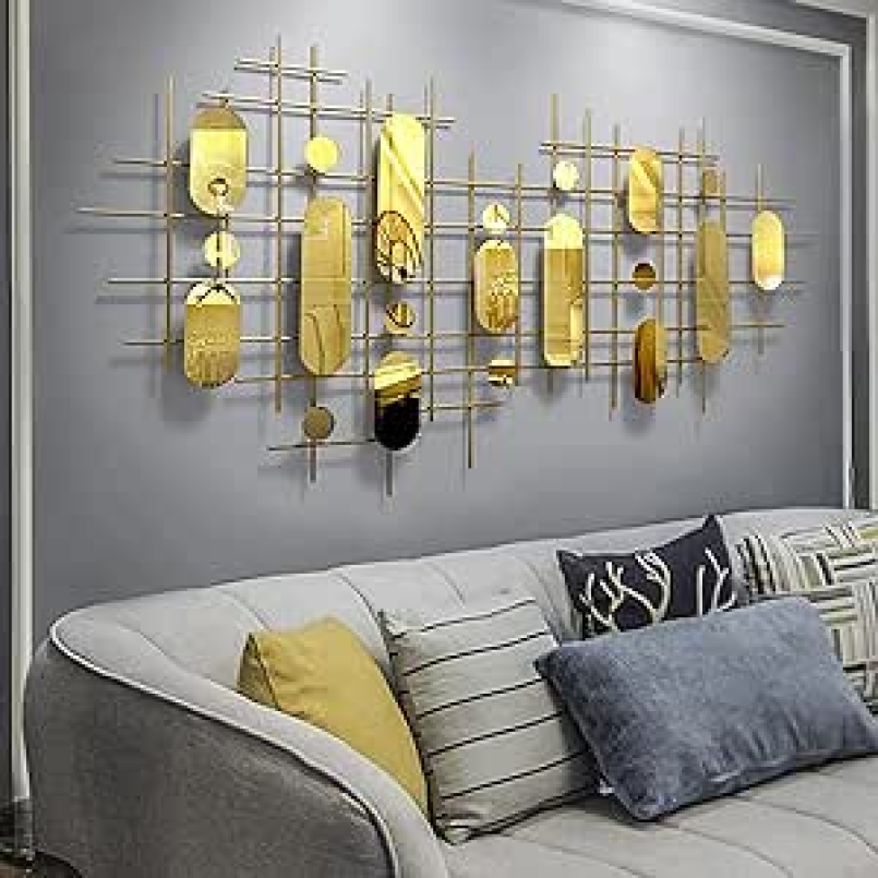 Asymmetrical Ovals Golden  Wall Sculpture Metal Wall Art
