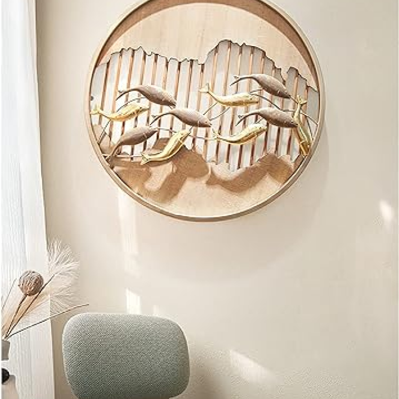 Waving Fish 3D Round Metal Wall Art