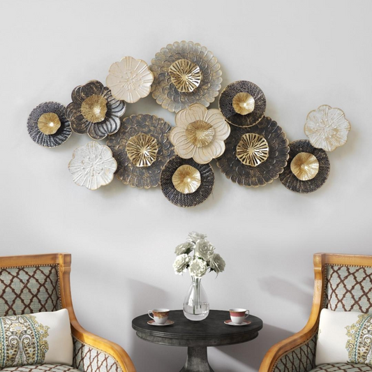Multicolor Flowers Metal Wall Art