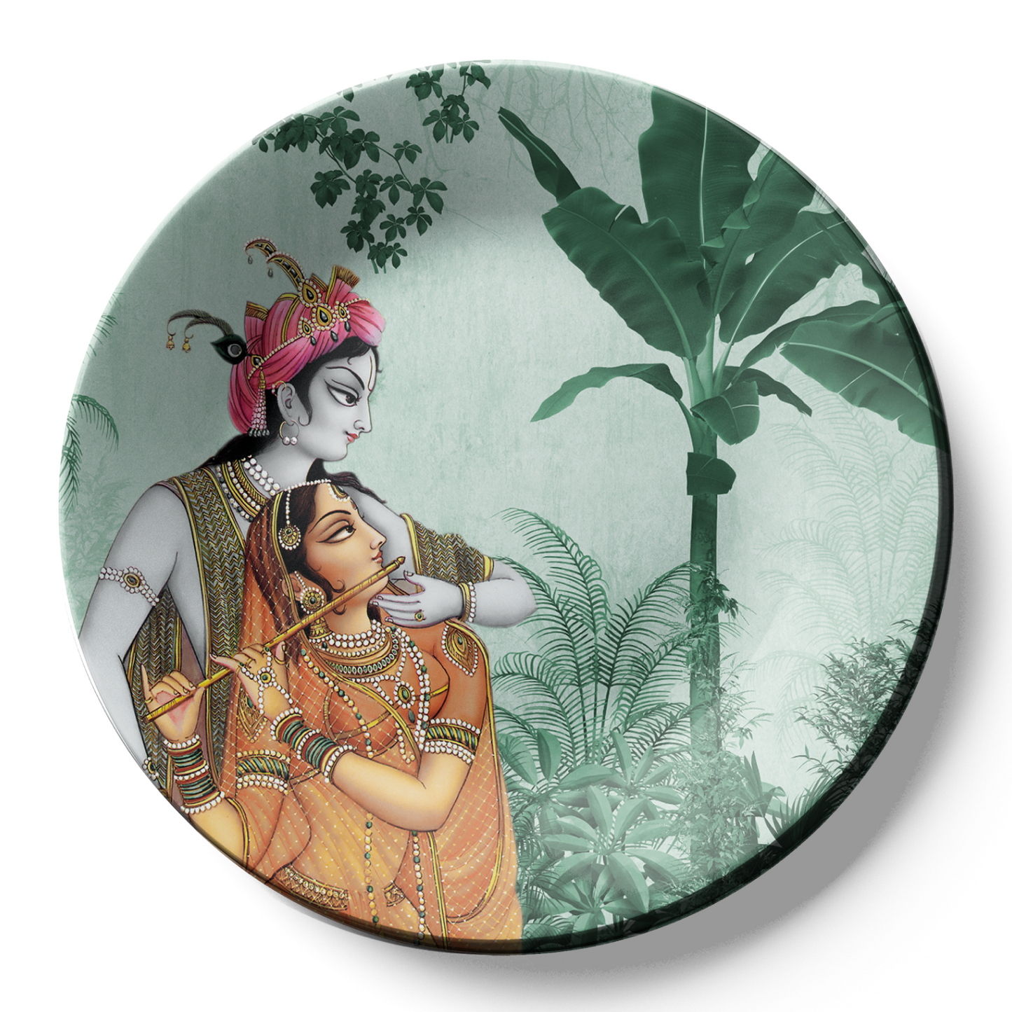 radha krishna design on wall plate