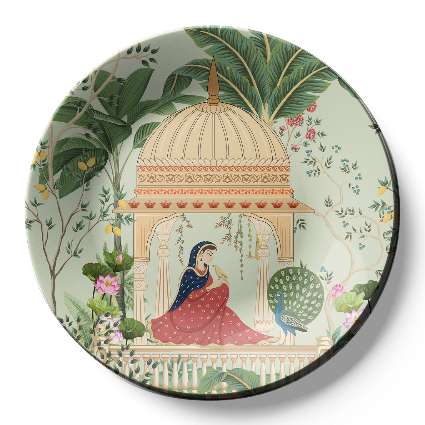 beautiful  Woman Sitting in Cabana unique Ceramic  plate design on wall