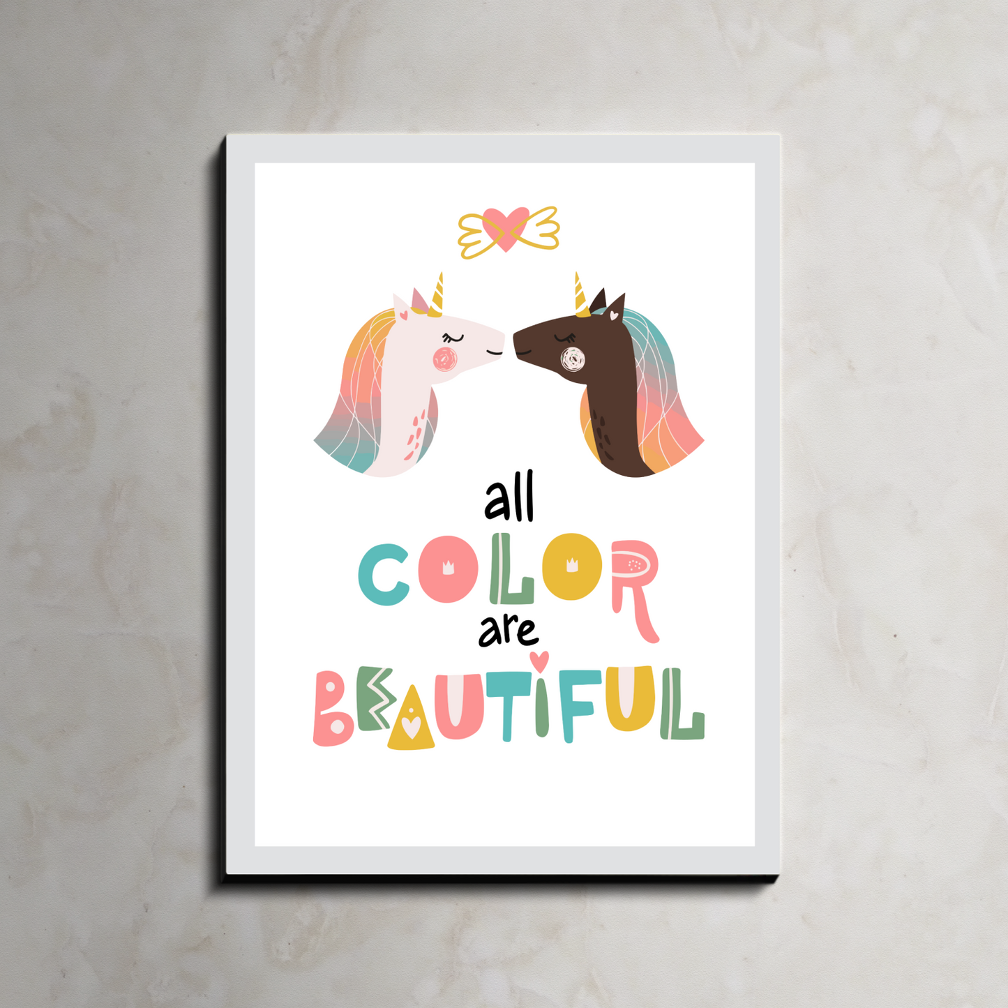 Colorful Unicorn Wood Print Wall Art