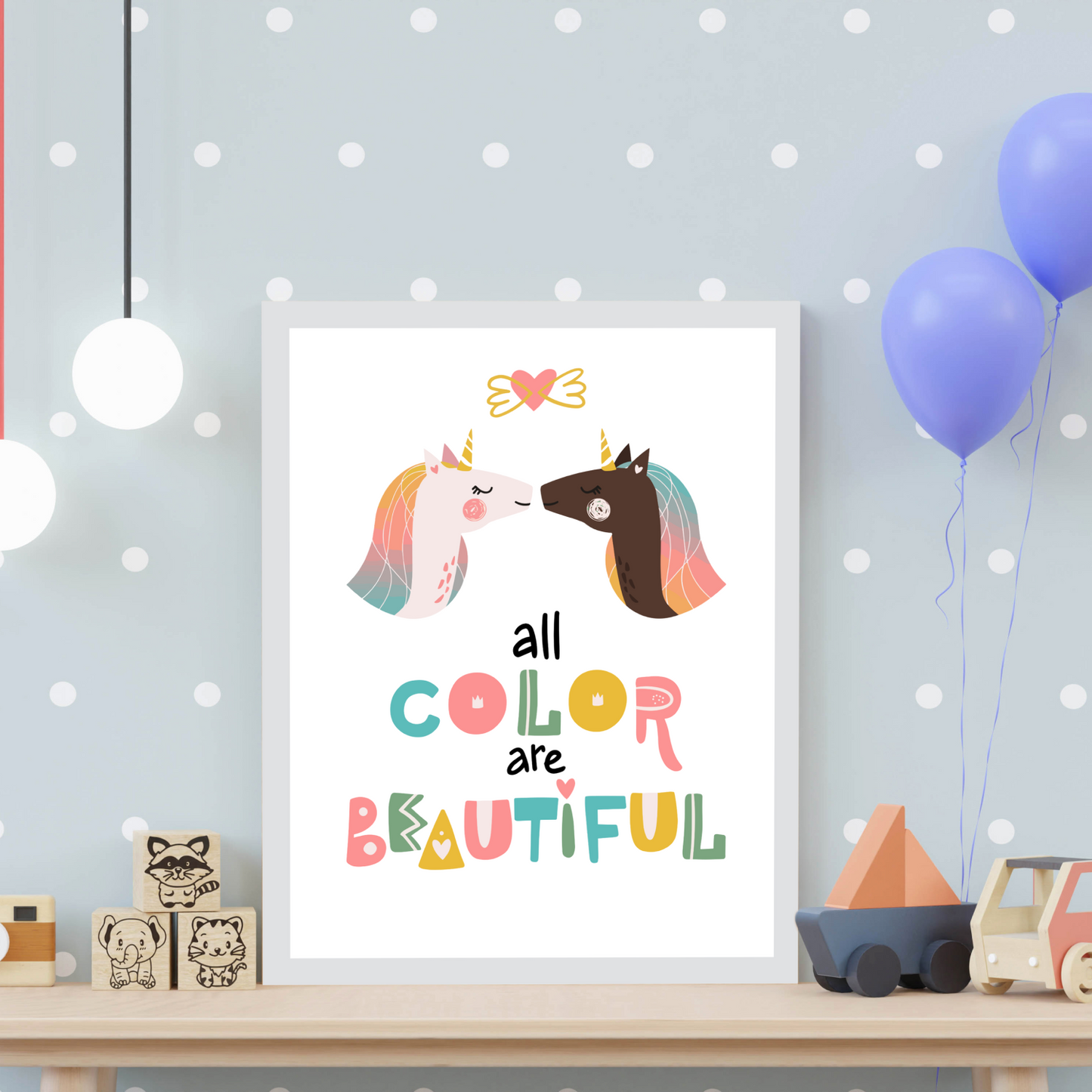 Colorful Unicorn Wood Print Wall Art