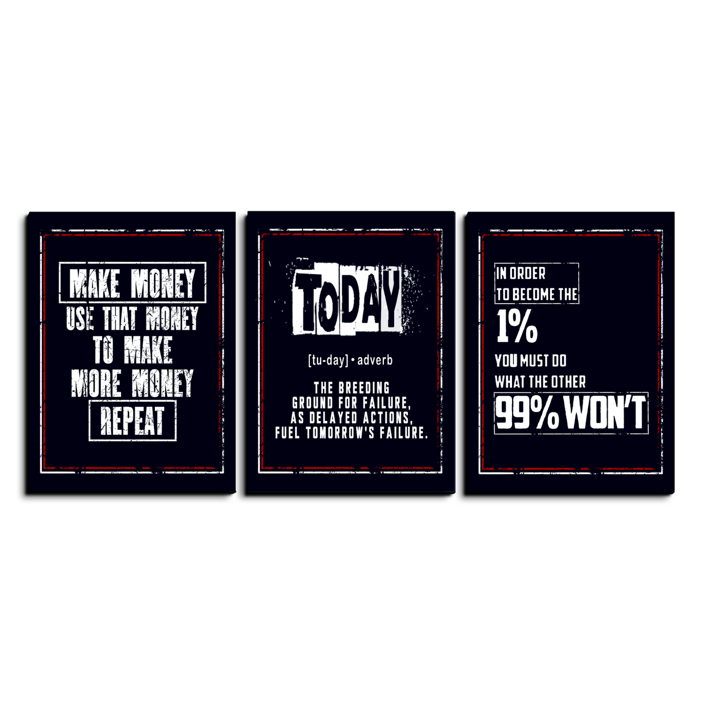 Self Motivational Inspired Quotes Wood Print Wall Art Set of 3