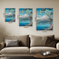 Nature Landscape Blue Wood Print Wall Art Set of 3