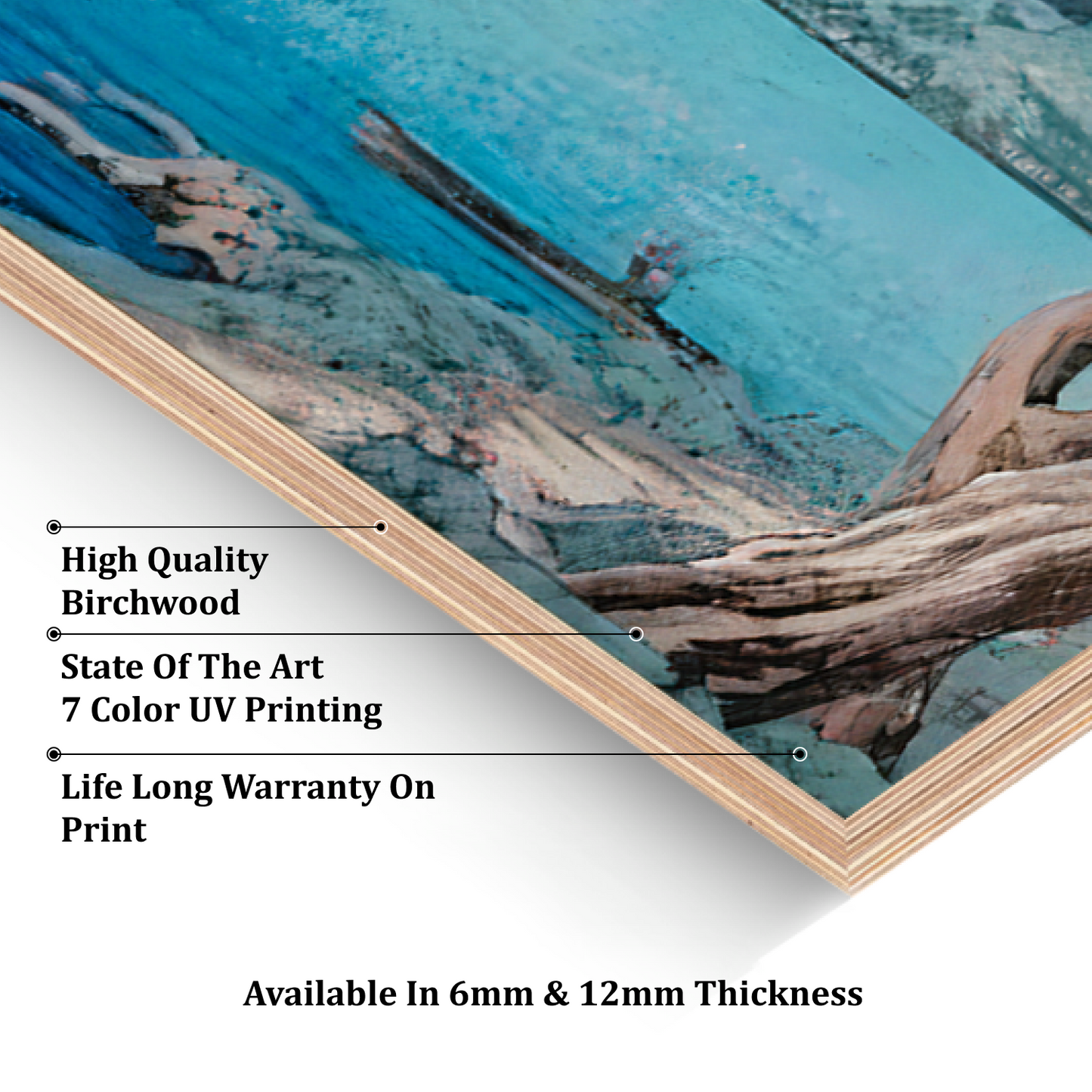 Nature Landscape Blue Wood Print Wall Art Set of 3