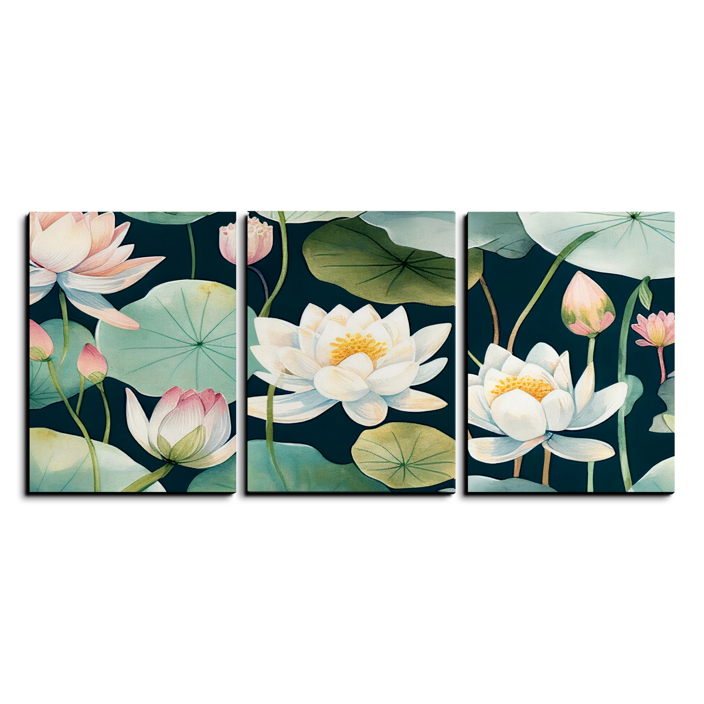 Lotus Wood Print Wall Art Set of 3