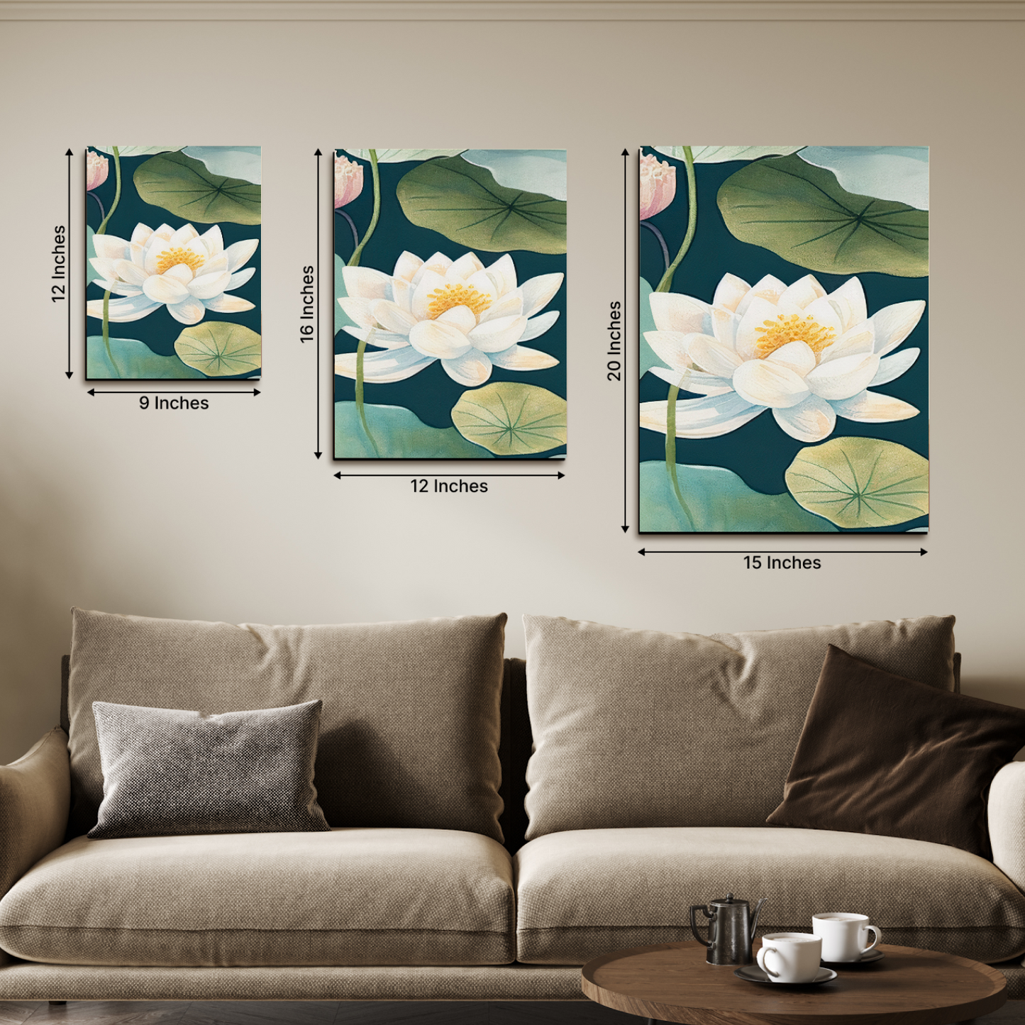 Lotus Wood Print Wall Art Set of 3