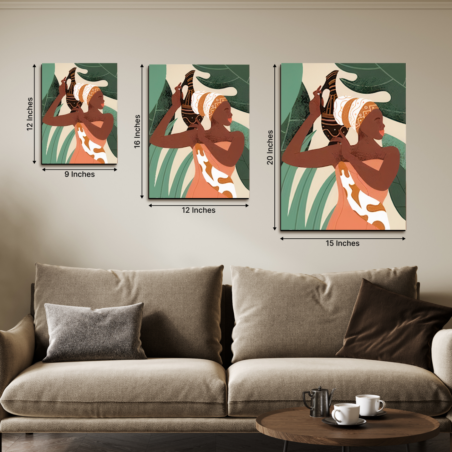 Tribal Women Boho Wood Print Wall Art Set of 3