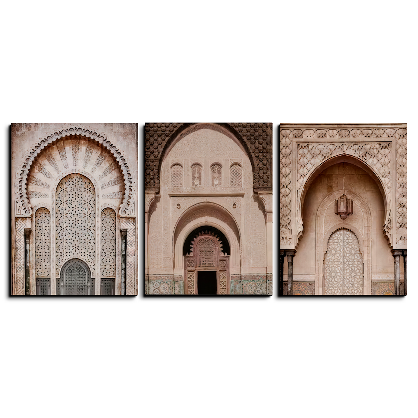 Morocco Oriental Bohemian Wood Print Wall Art Set of 3