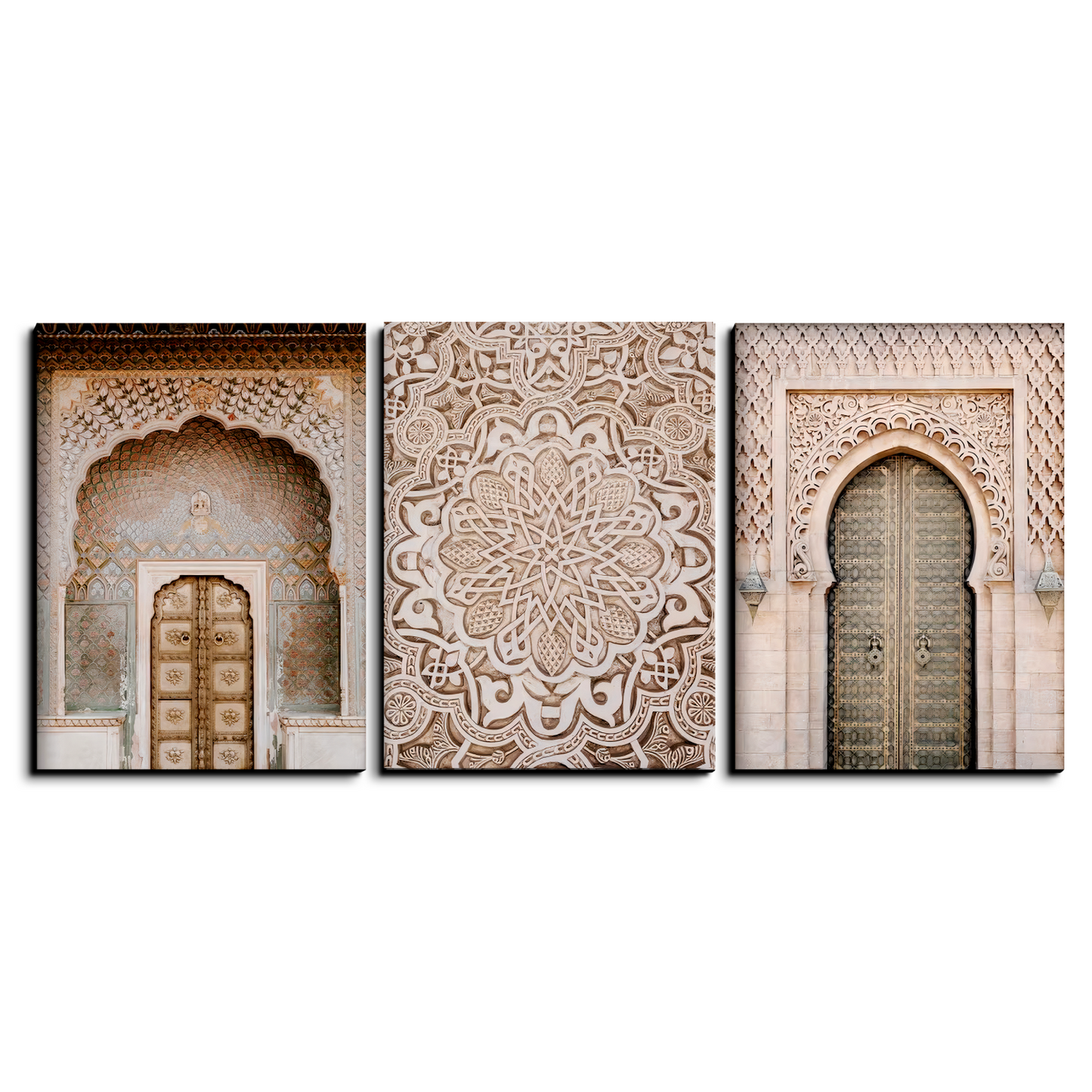 Morocco Wood Print Wall Art Set of 3