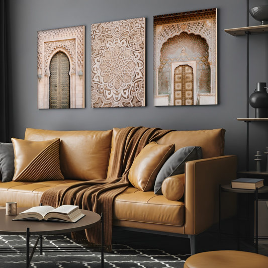 Morocco Wood Print Wall Art Set of 3