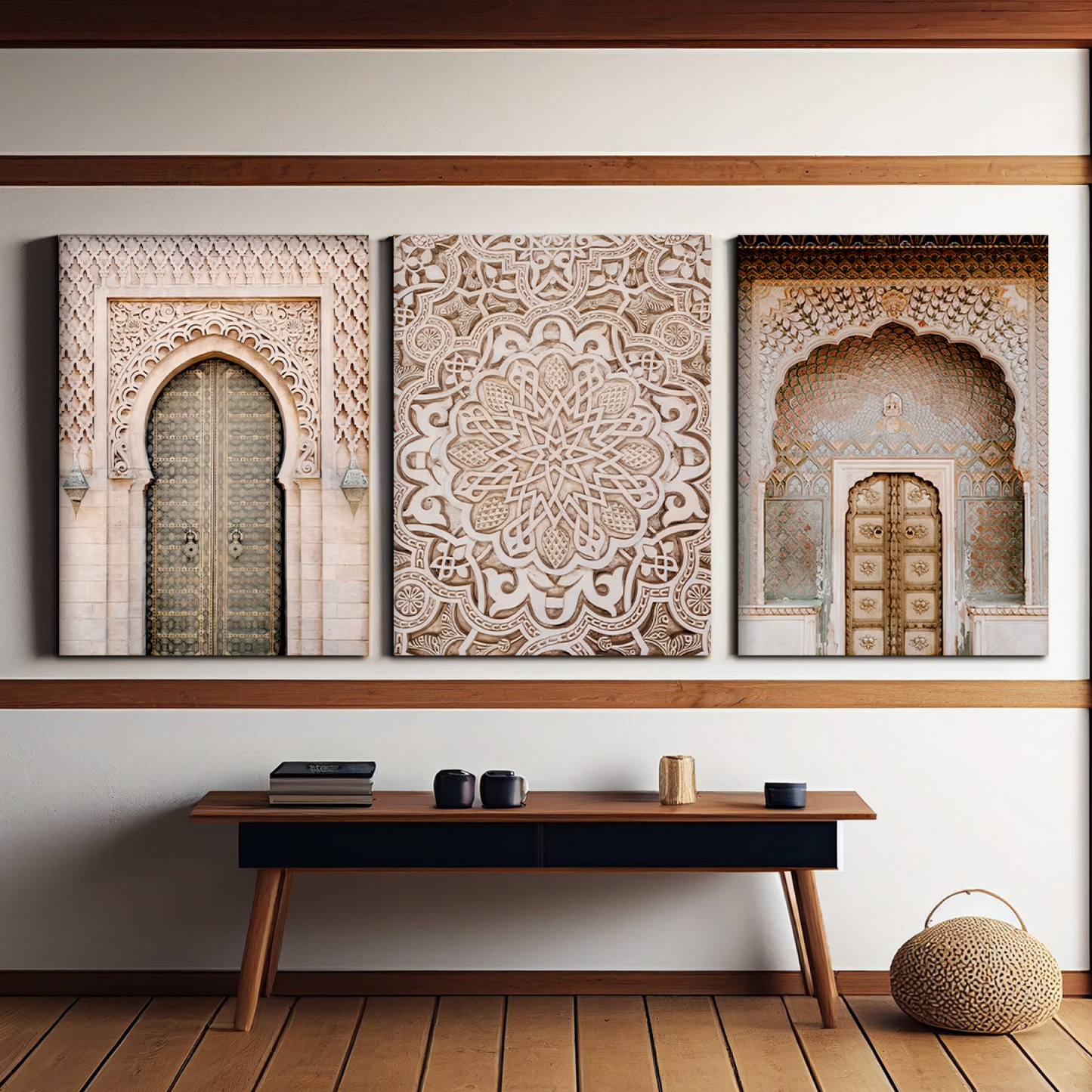 Morocco Wood Print Wall Art Set of 3