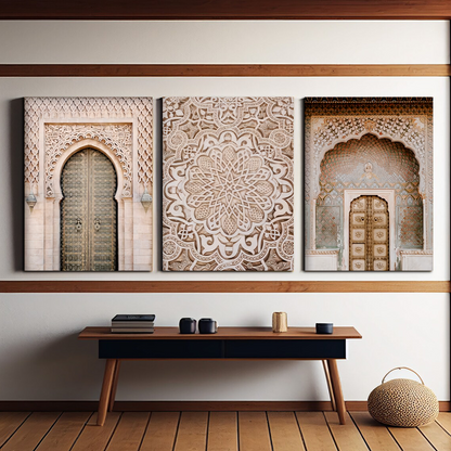 Morocco Wood Print Wall Art Set of 3