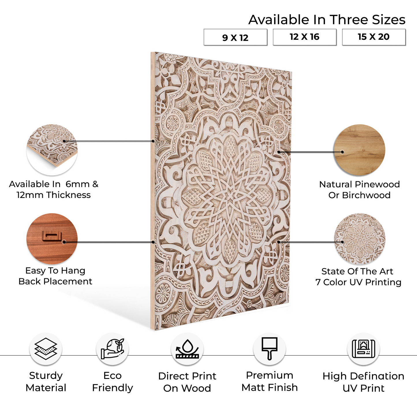 Morocco Wood Print Wall Art Set of 3