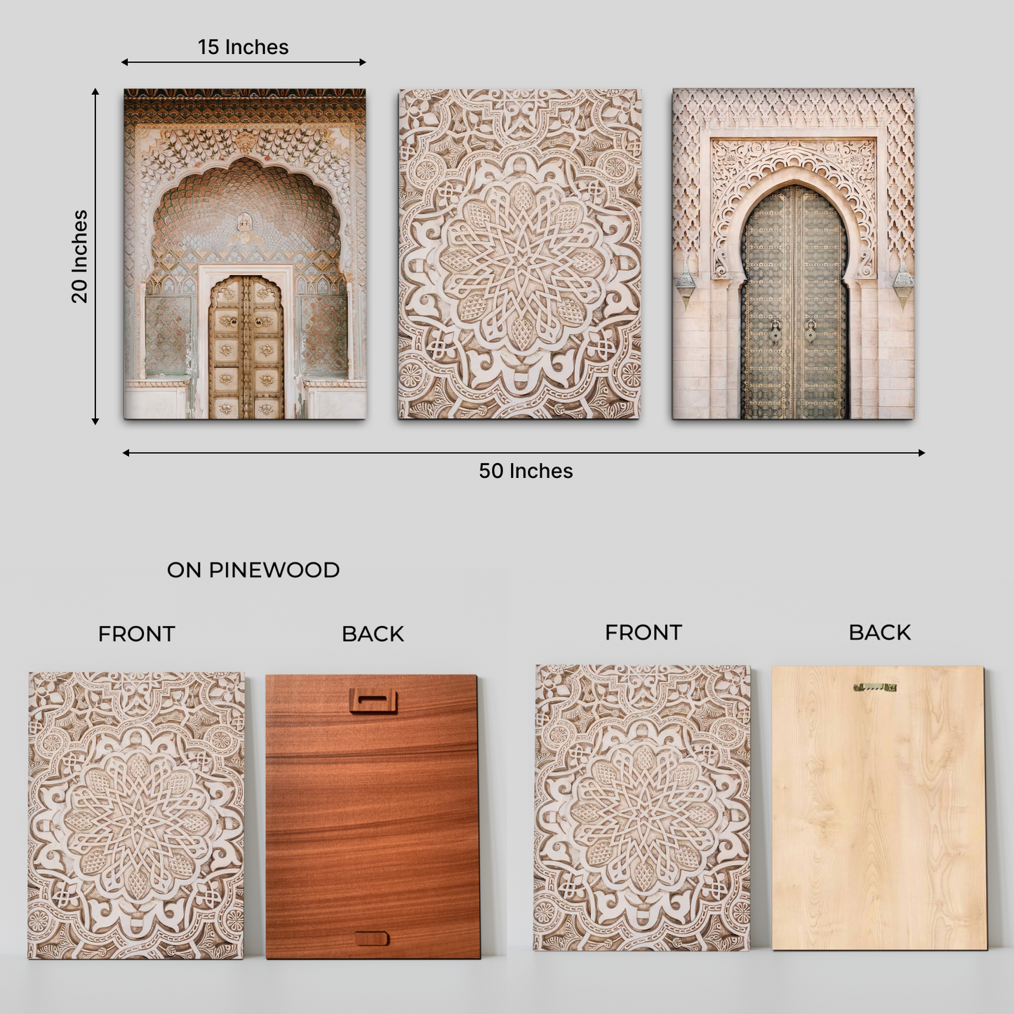 Morocco Wood Print Wall Art Set of 3