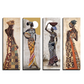 Set of 4 Tribal Women Wood Print Wall Art