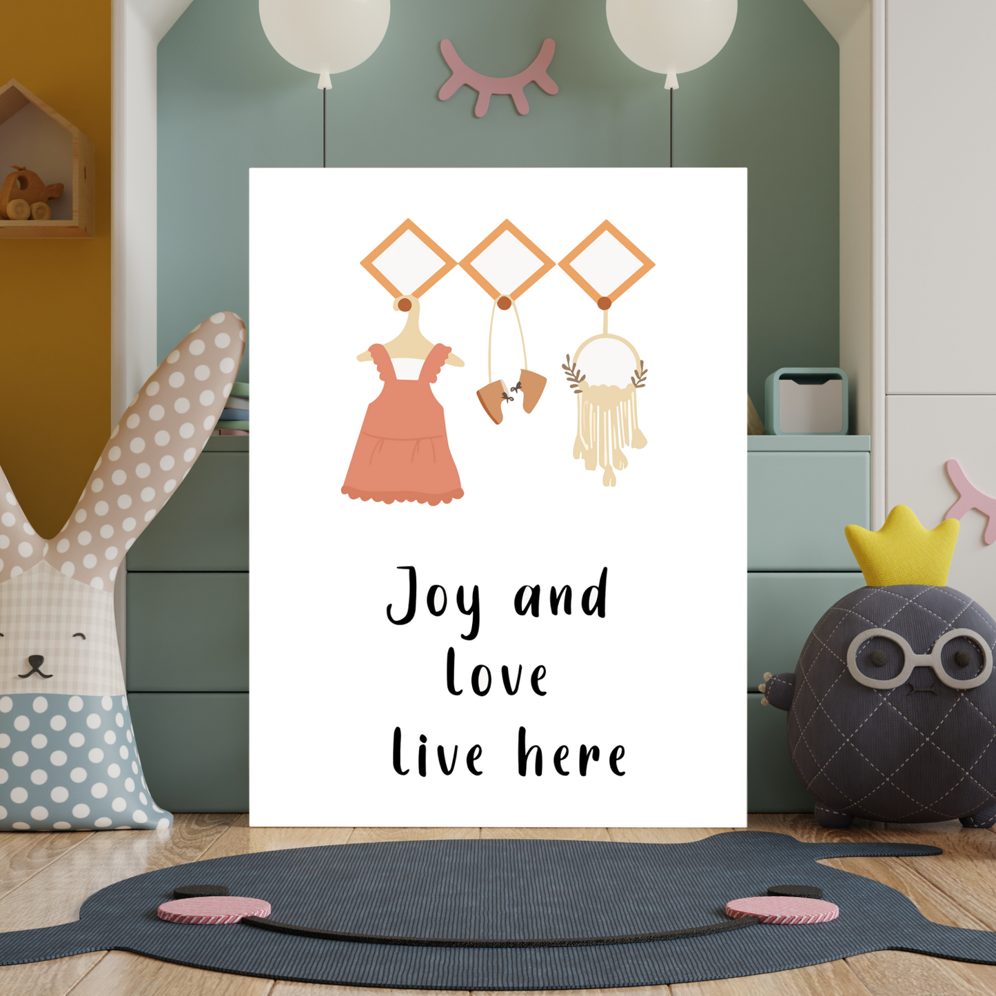 Joy and Love Live Here Wood Print Wall Art