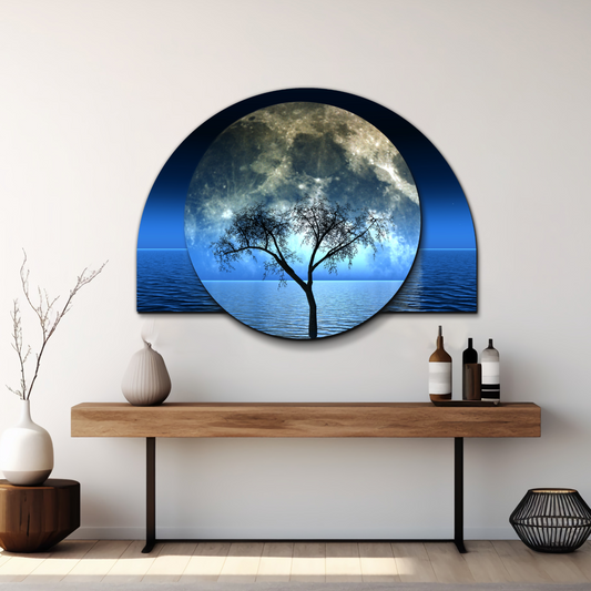 Blue Ocean Moon Wood Print Wall Art