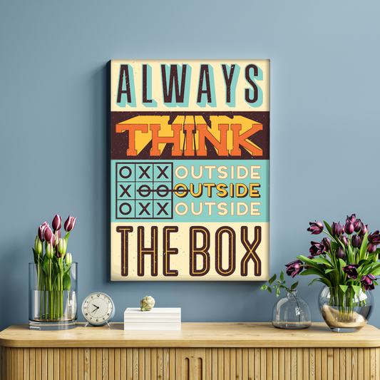 Always Think Outside The Box Vintage Wood Print Wall Art