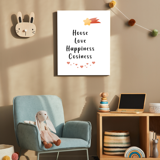 House Love Happiness Cosiness Wood Print Wall Art