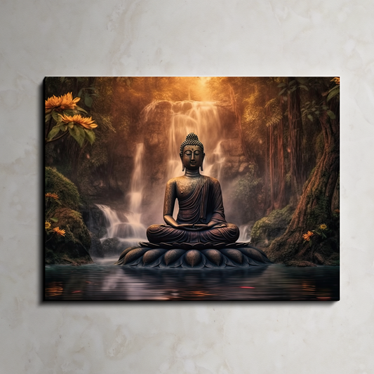 Buddha Meditating in Peace Wood Print Wall Art