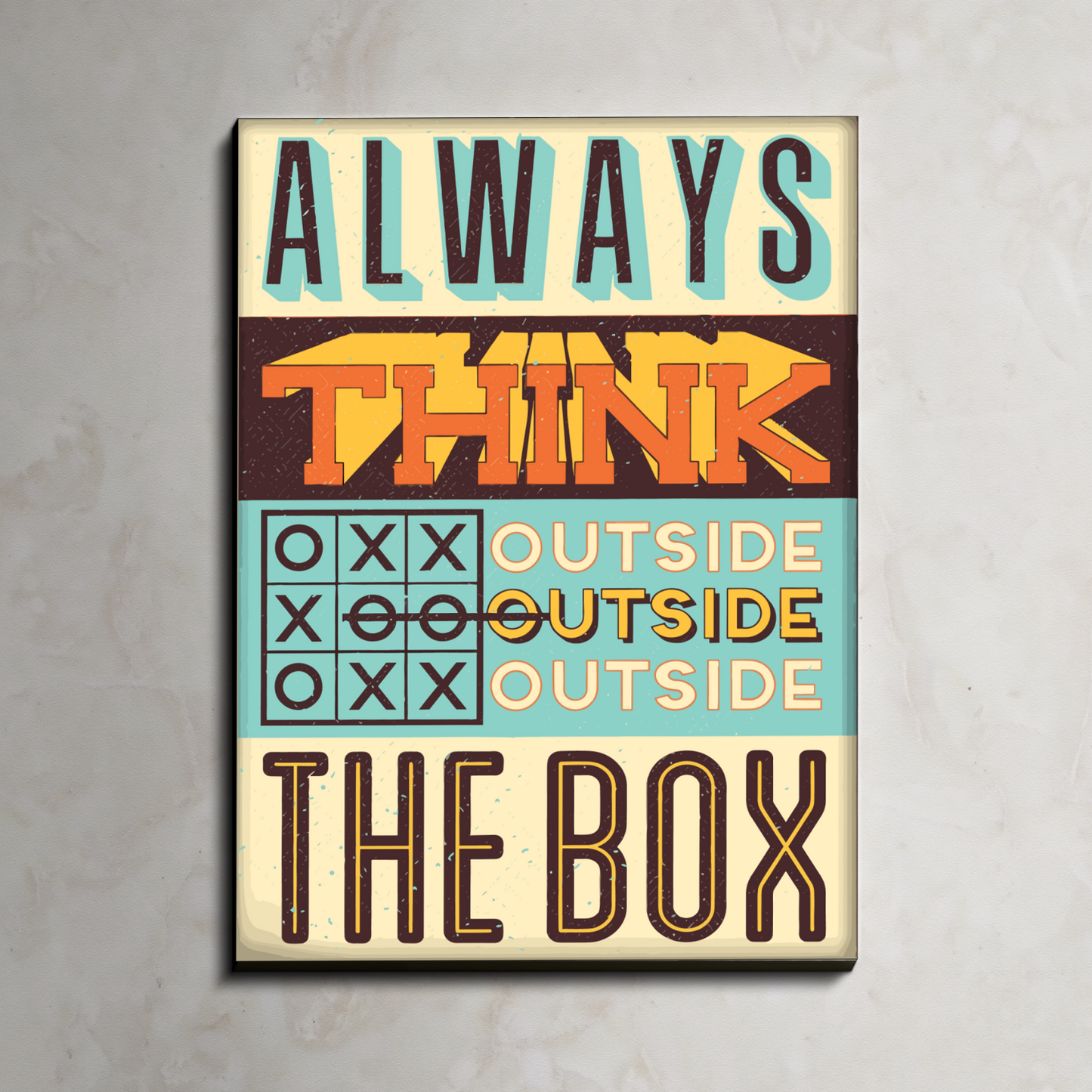 Always Think Outside The Box Vintage Wood Print Wall Art