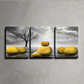 Abstract Golden Stone Wood Print Wall Art Set of 3