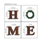 HOME Word With Ring Wreath Garland Wooden Sign Wall Art