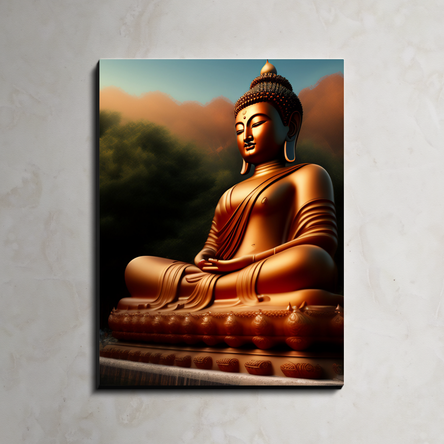 Buddha Meditating in Nature Wood Print Wall Art