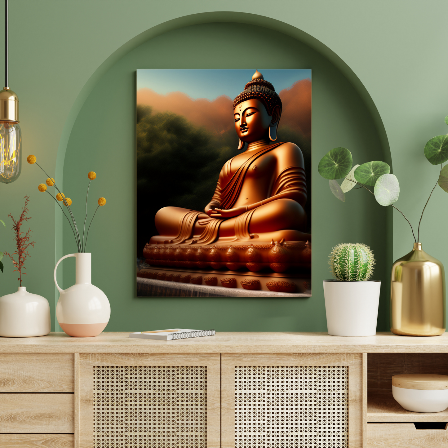 Buddha Meditating in Nature Wood Print Wall Art