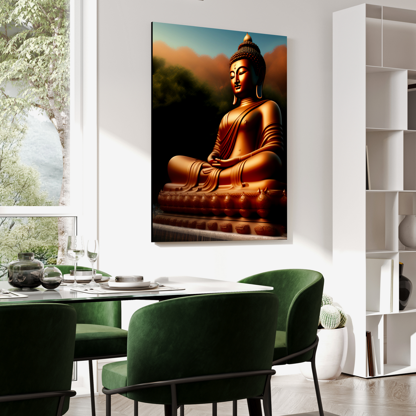 Buddha Meditating in Nature Wood Print Wall Art