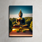 Buddha Meditating in Mountains Wood Print Wall Art