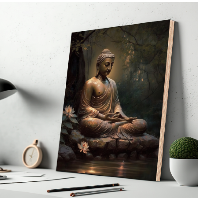 Meditating Buddha Wood Print Wall Art